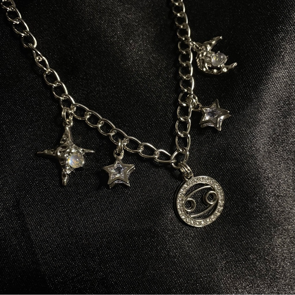 Handmade Silver Cancer Choker & Earring Set